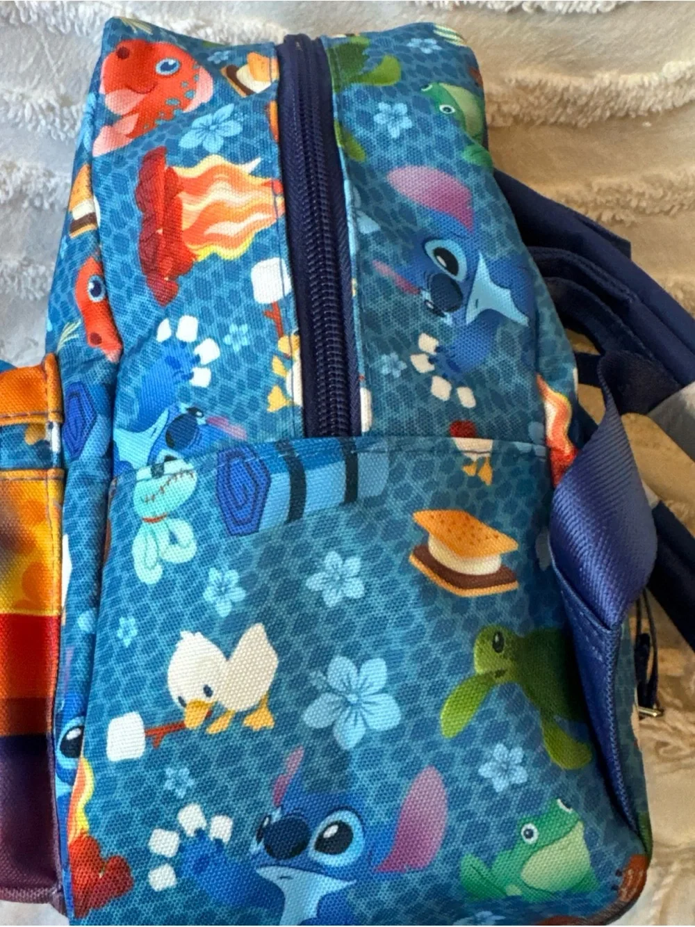 Loungefly Disney Stitch Camping Cuties AOP Nylon Square Kids Mini Backpack NWT